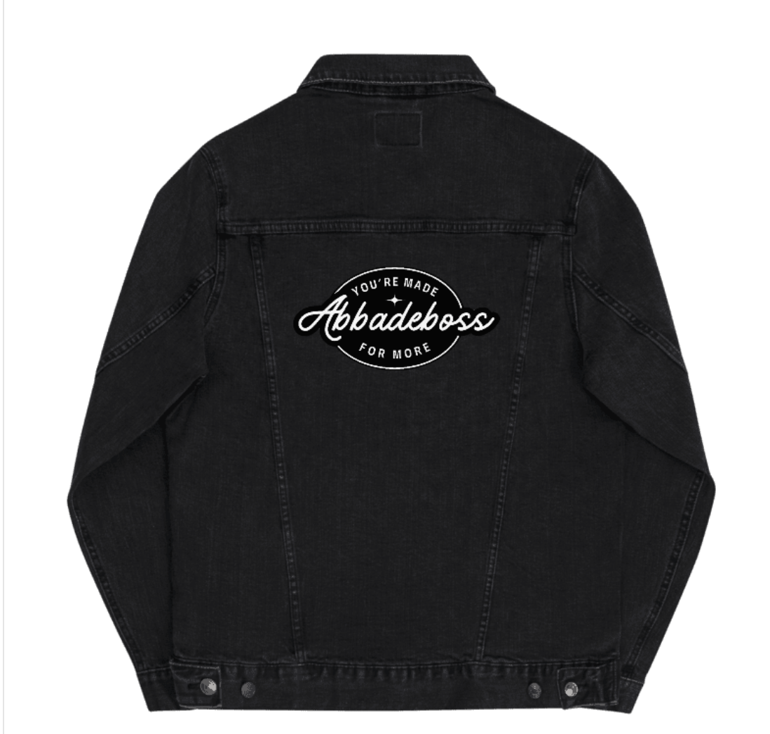 White Embroidery Dream Bold Abbadeboss black denim jacket for men / jacket for women