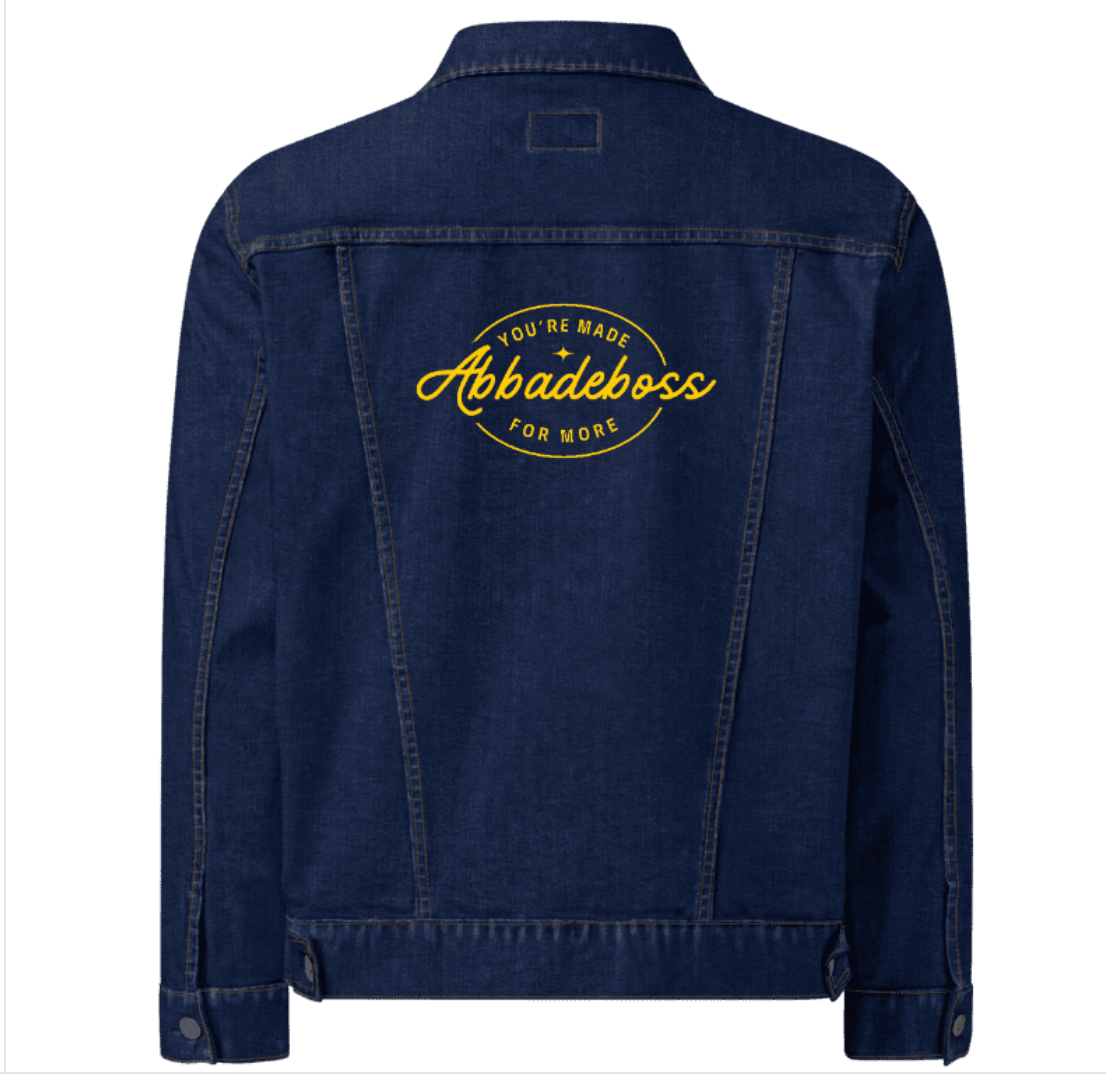 Yellow Embroidery Dream Bold Abbadeboss Navy Blue denim jacket for men / jacket for women