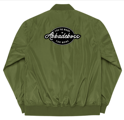 Black Embroidery Dream Bold Abbadeboss Premium recycled Green bomber jacket for men / jacket for women
