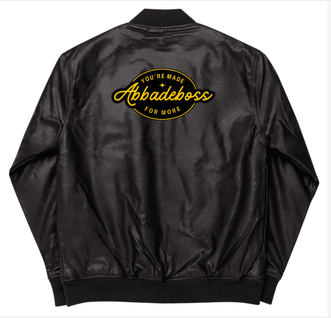 Yellow Embroidery Dream Bold Abbadeboss Leather Bomber Jacket for men / jacket for women