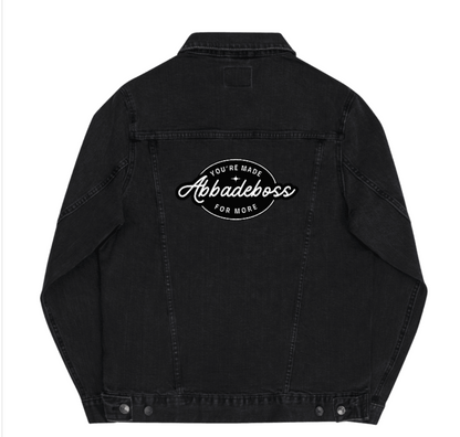 White Embroidery Dream Bold Abbadeboss black denim jacket for men / jacket for women