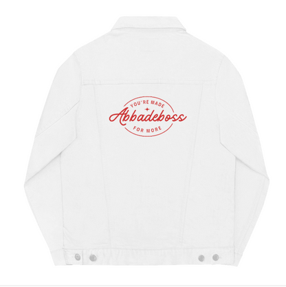 Red Embroidery Dream Bold Abbadeboss white denim jacket for men / jacket for women