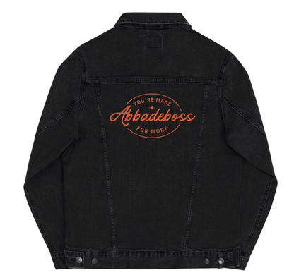 Red Embroidery Abbadeboss Black denim jacket for men / jacket for women